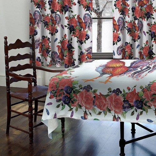 Комплект штор Петухи печать 150*150 (2)