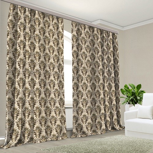 Комплект штор жаккард Листик серебро 150*270 (2)+/-3%