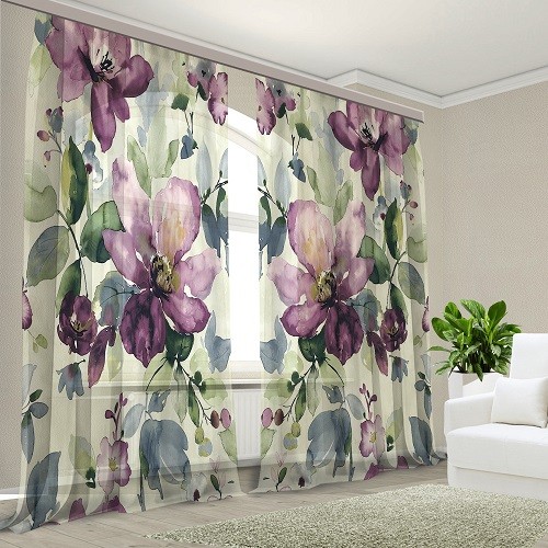 Комплект тюль Фиолетовая акварель 150*270 (2)