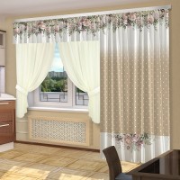 Комплект штор Весна крем140*260(1)+тюль150*150(2) подхв8*42(2)+ламб300*35(1) +/-3%