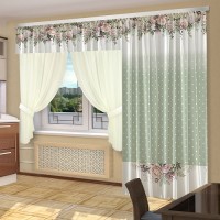 Комплект штор Весна мята150*260(1)+тюль150*150(2) подхв8*42(2)+ламб300*35(1) +/-3%