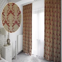 Комплект штор жаккард Бордовый вензель 150*270 (2)+тюль 200*270 (1) в подарок +/-2%