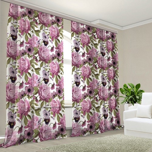 Комплект тюль Розовые пионы 150*270 (2) +/-2%