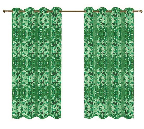 Комплект штор, Розовая фантазия-2 (зеленый), печать 150*270