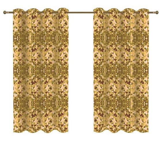 Комплект штор, Розовая фантазия-3 (горчичный), печать 150*270